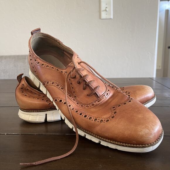 Cole Haan ZeroGrand Wingtip Sneakers Brown Leather Shoes C23741 Mens Size 13 - Picture 1 of 4